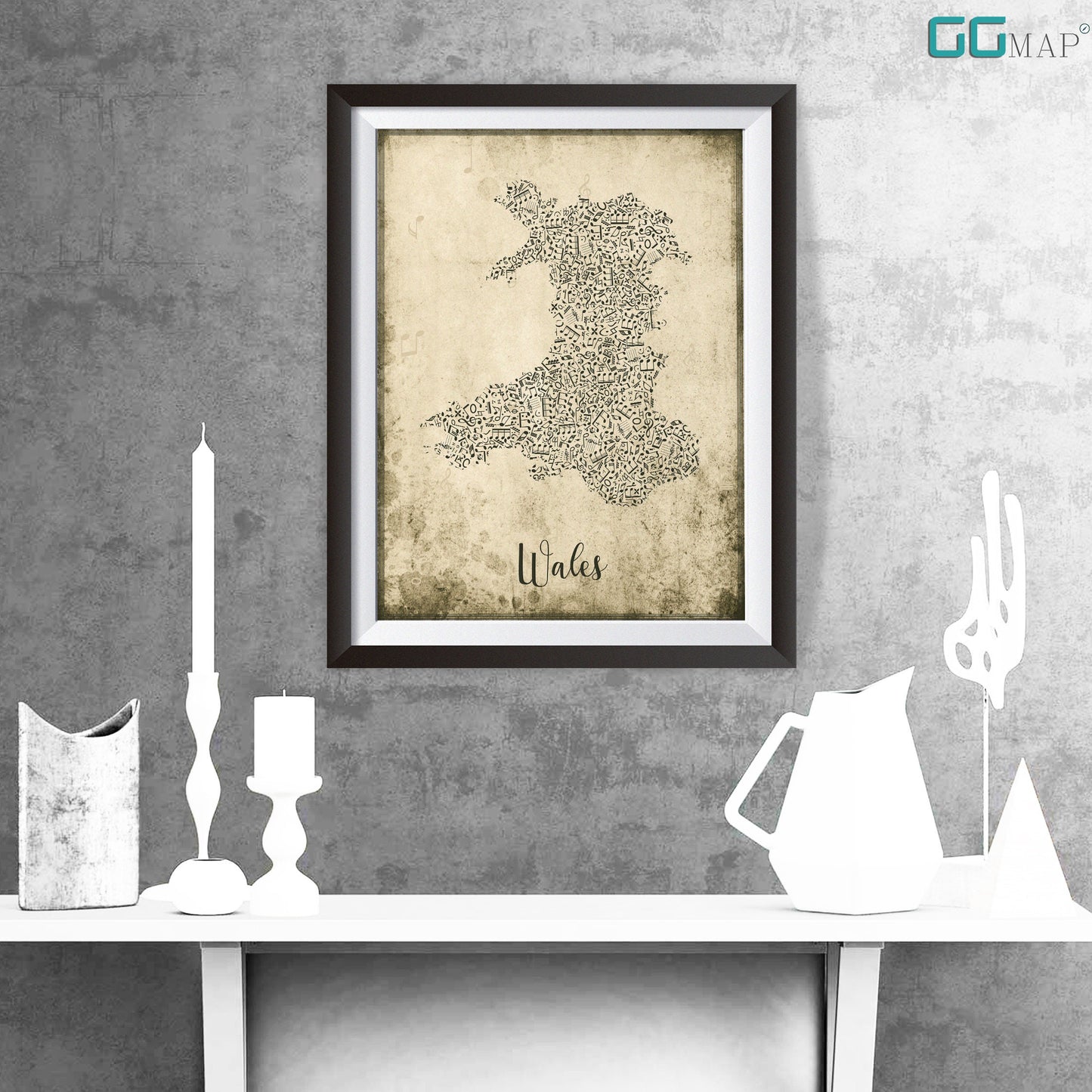 WALES map - Wales Music map - Travel poster - Home Decor - Wall decor - Office map - Wales gift - GeoGIS studio