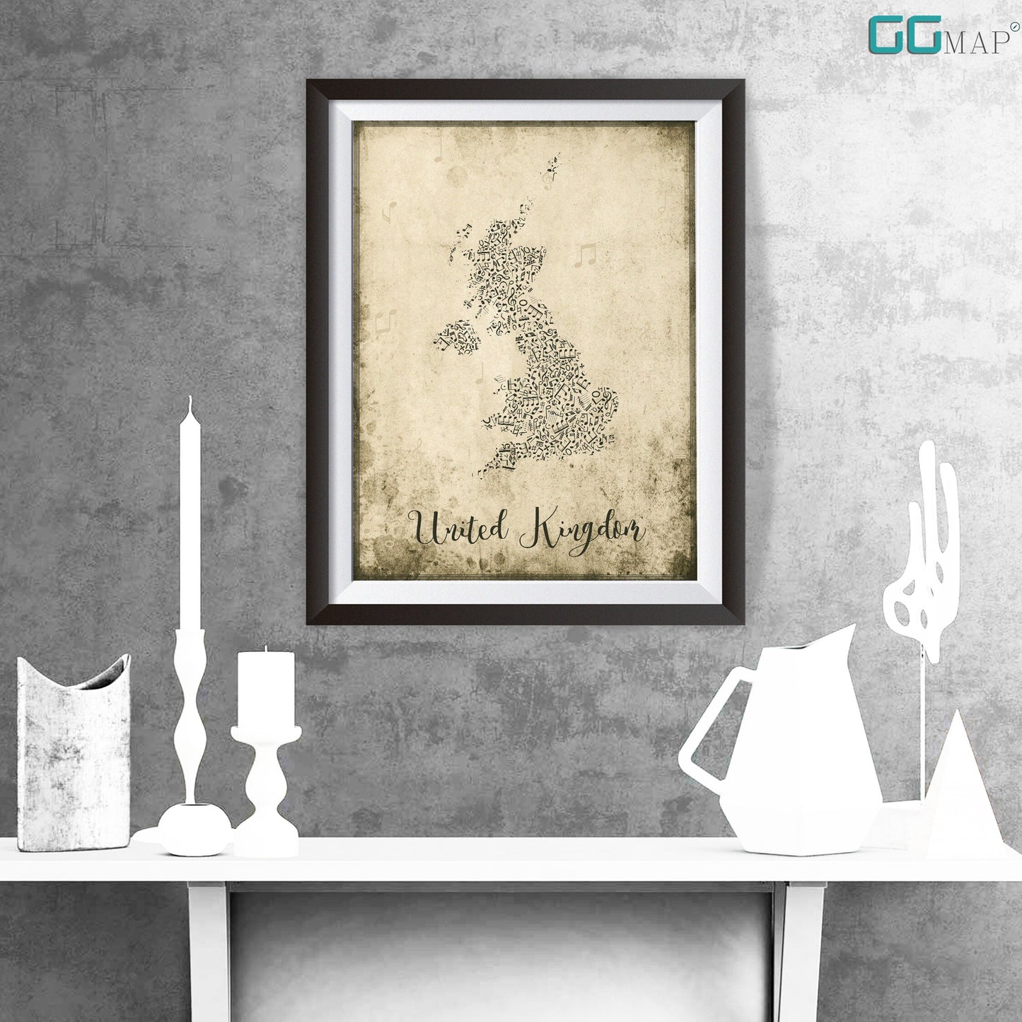 UNITED KINGDOM map - United Kingdom Music map - Travel poster - Wall decor - Office map - United Kingdom gift - GeoGIS studio