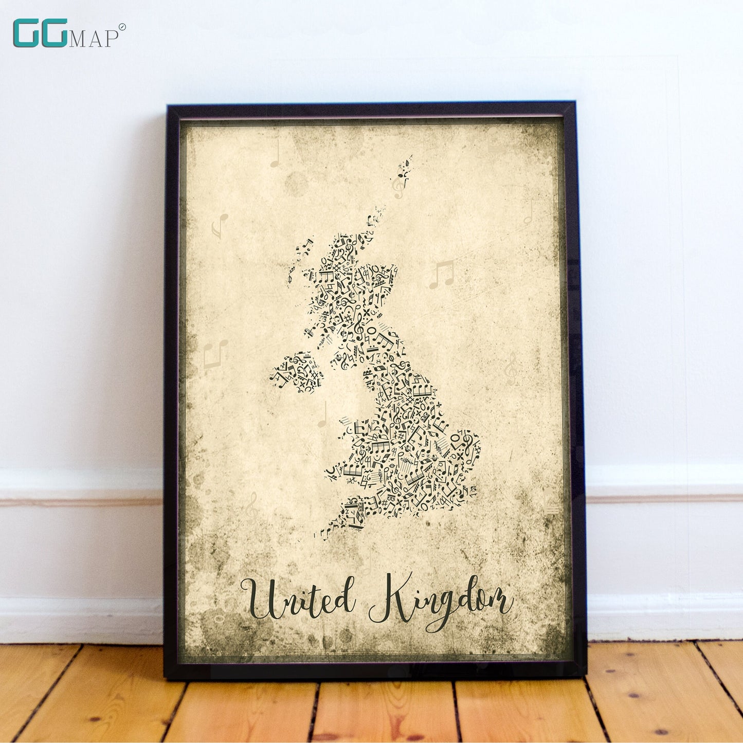 UNITED KINGDOM map - United Kingdom Music map - Travel poster - Wall decor - Office map - United Kingdom gift - GeoGIS studio