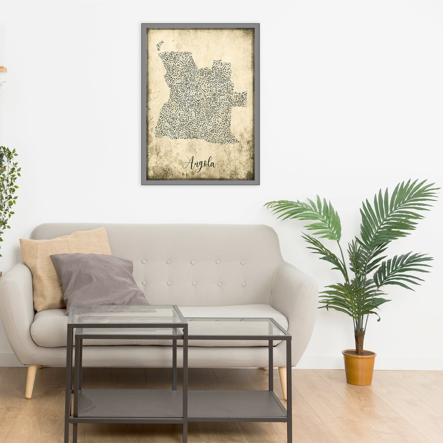 ANGOLA map - Angola Music map - Travel poster - Home Decor - Wall decor - Office map - Angola gift - GGmap - Angola poster