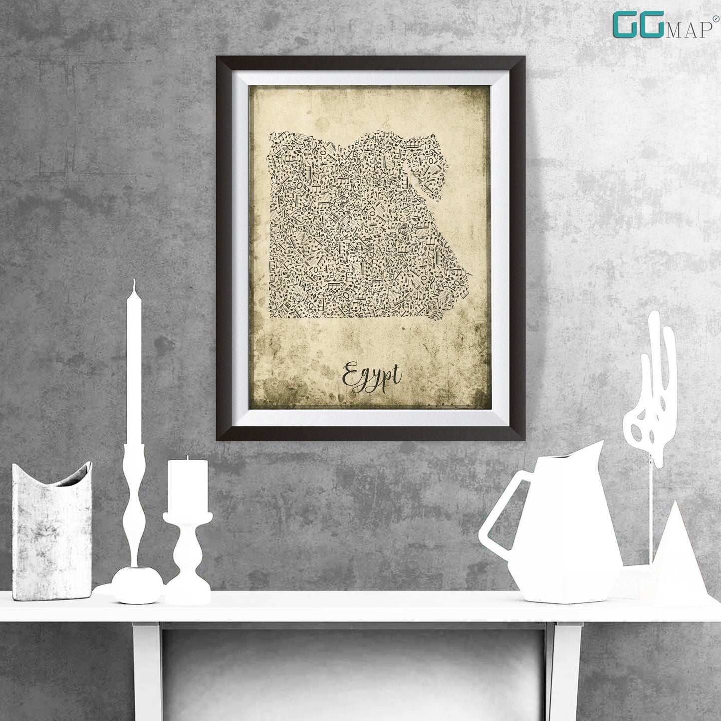 EGYPT map - Egypt Music map - Travel poster - Home Decor - Wall decor - Office map - Egypt gift - GGmap - Egypt poster