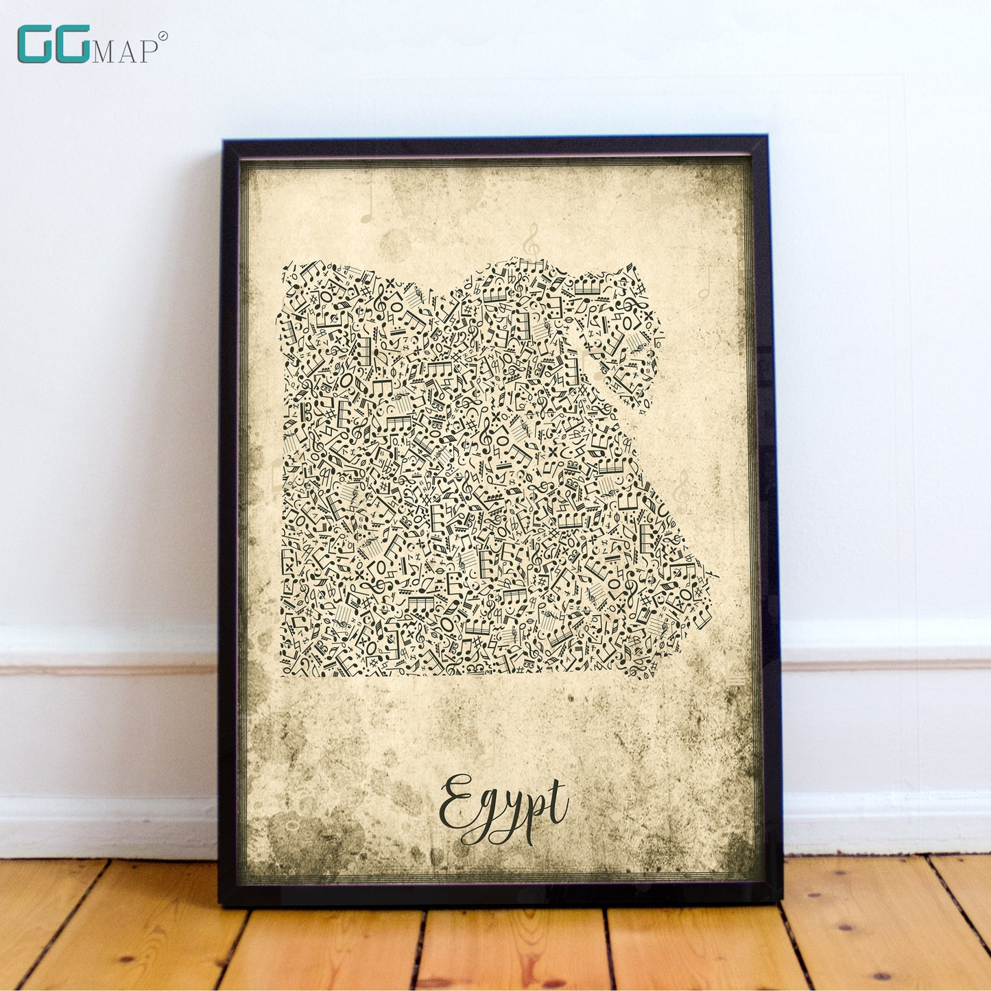 EGYPT map - Egypt Music map - Travel poster - Home Decor - Wall decor - Office map - Egypt gift - GGmap - Egypt poster