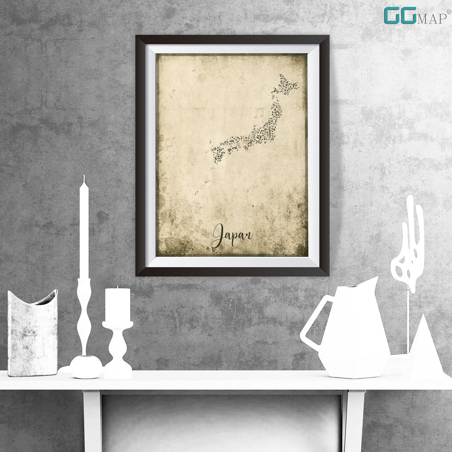 JAPAN map - Japan Music map - Travel poster - Home Decor - Wall decor - Office map - Japan gift - GGmap - Japan poster