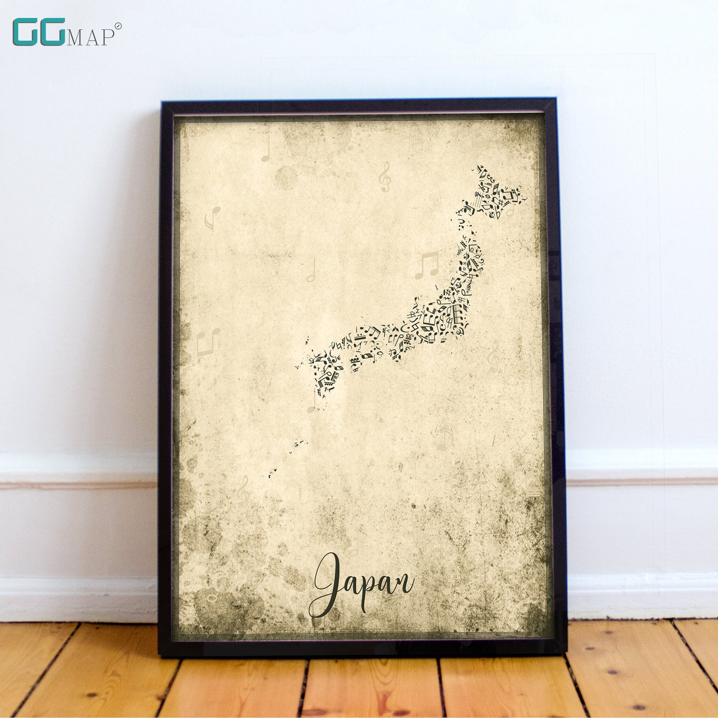 JAPAN map - Japan Music map - Travel poster - Home Decor - Wall decor - Office map - Japan gift - GGmap - Japan poster