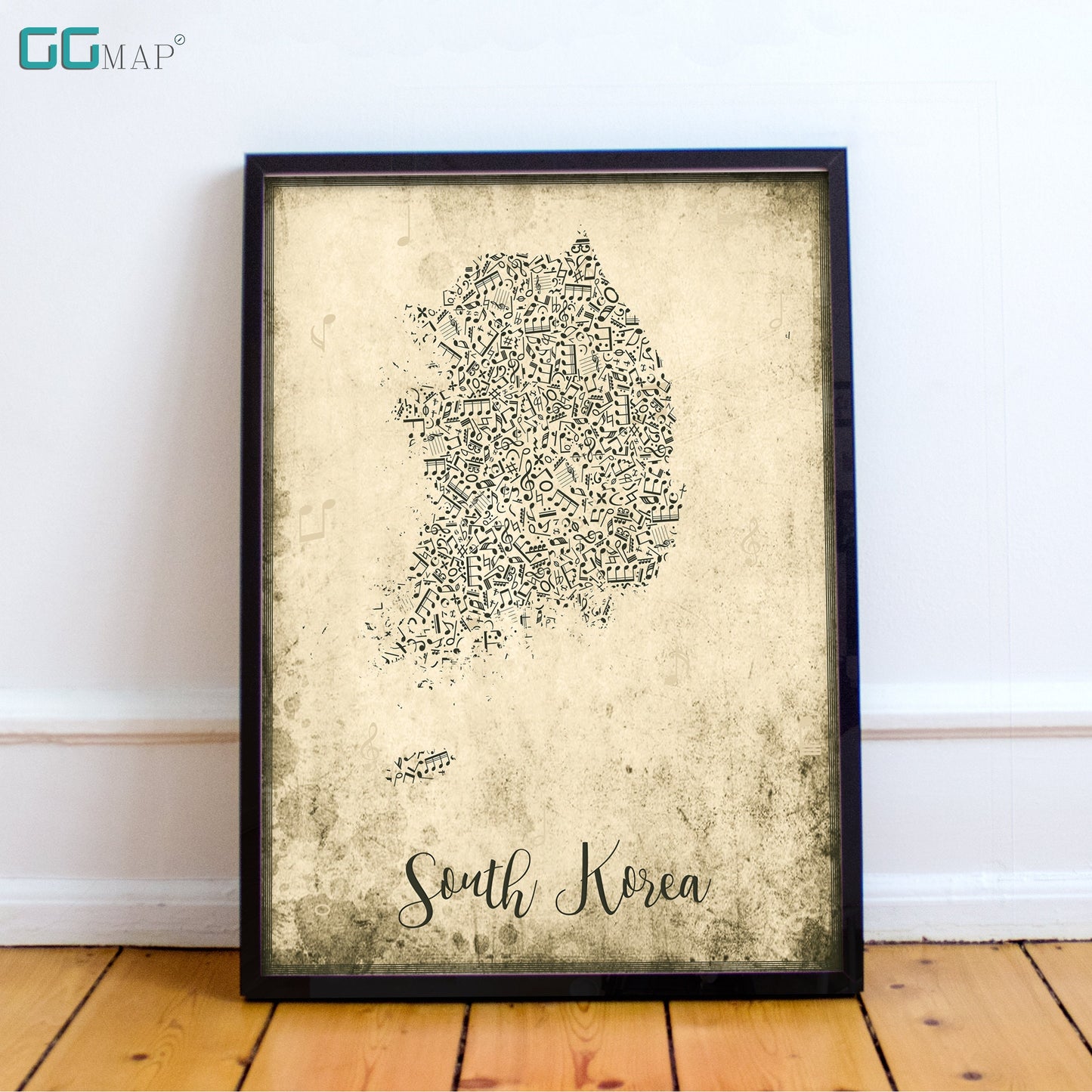 SOUTH KOREA map - South Korea Music map - Travel poster - Wall decor - Office map - South Korea - GGmap - South Korea poster