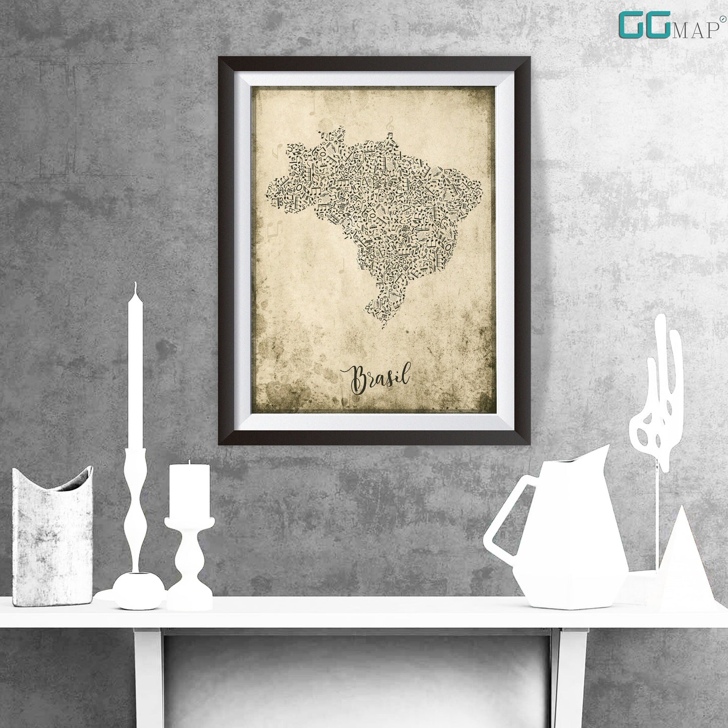 BRASIL map - Brasil Music map - Travel poster - Home Decor - Wall decor - Office map - Brasil gift - GGmap - Brasil poster