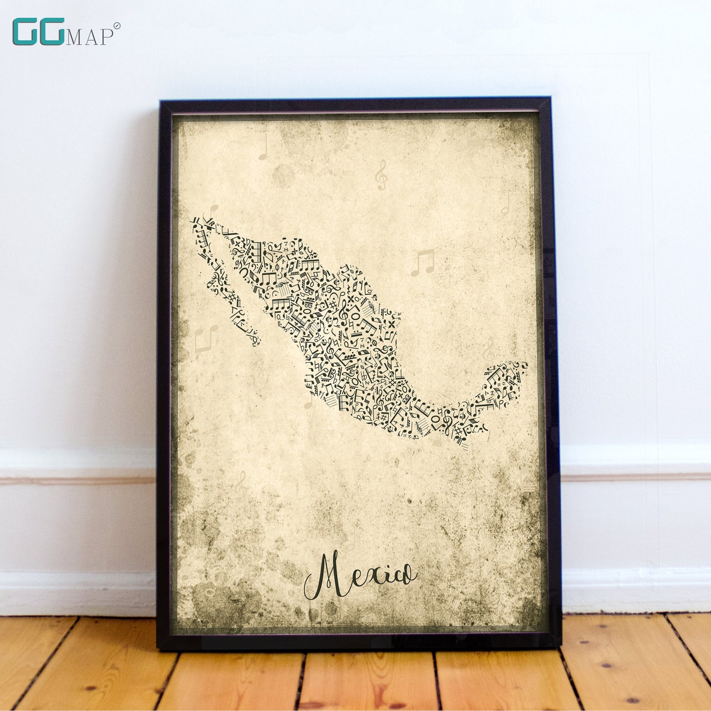 MEXICO map - Mexico Music map - Travel poster - Home Decor - Wall decor - Office map - Mexico gift - GGmap - Mexico poster