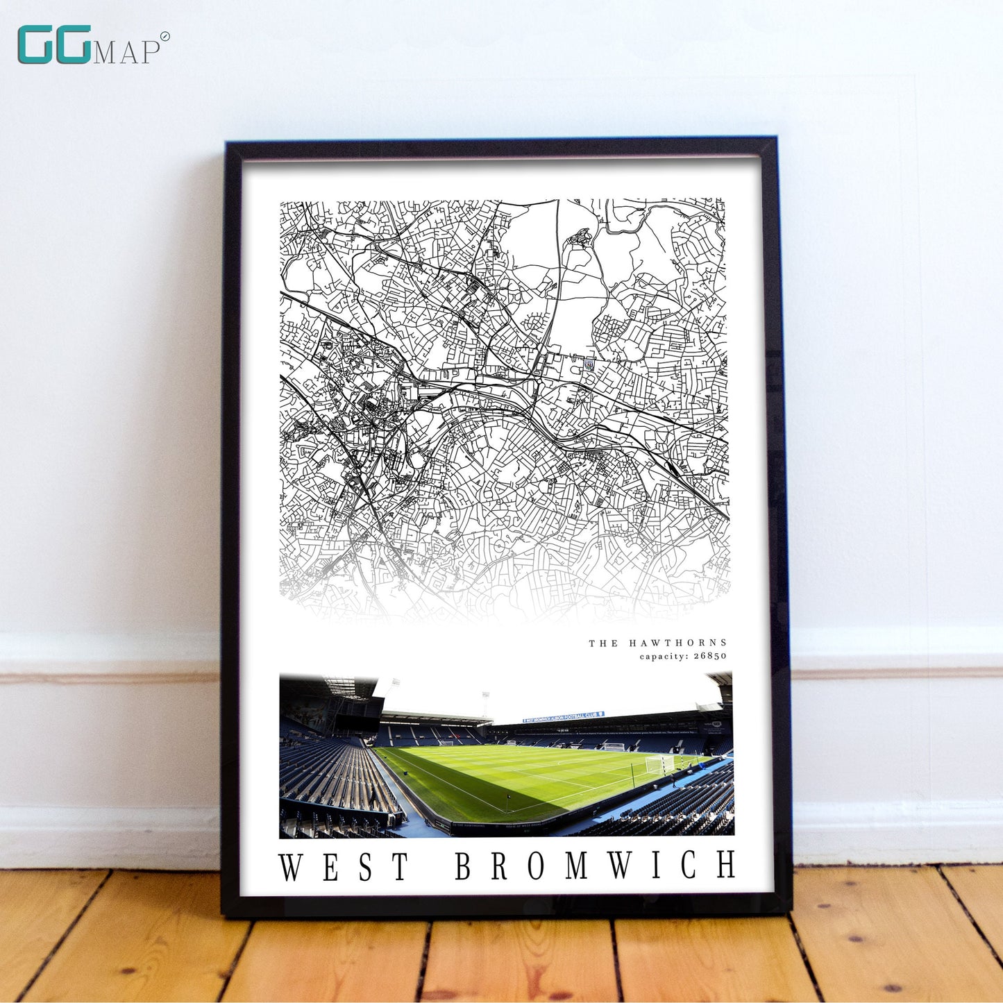 City map of WEST BROMWICH - The Hawthorns - Home Decor The Hawthorns - Wall decor - The Hawthorns gift - Print map - WBA Stadium