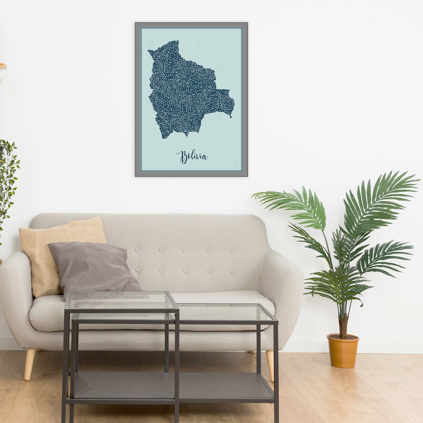 BOLIVIA map - Bolivia Music Blue map - Travel poster - Home Decor - Wall decor - Office map - Bolivia gift - GGmap - Bolivia poster