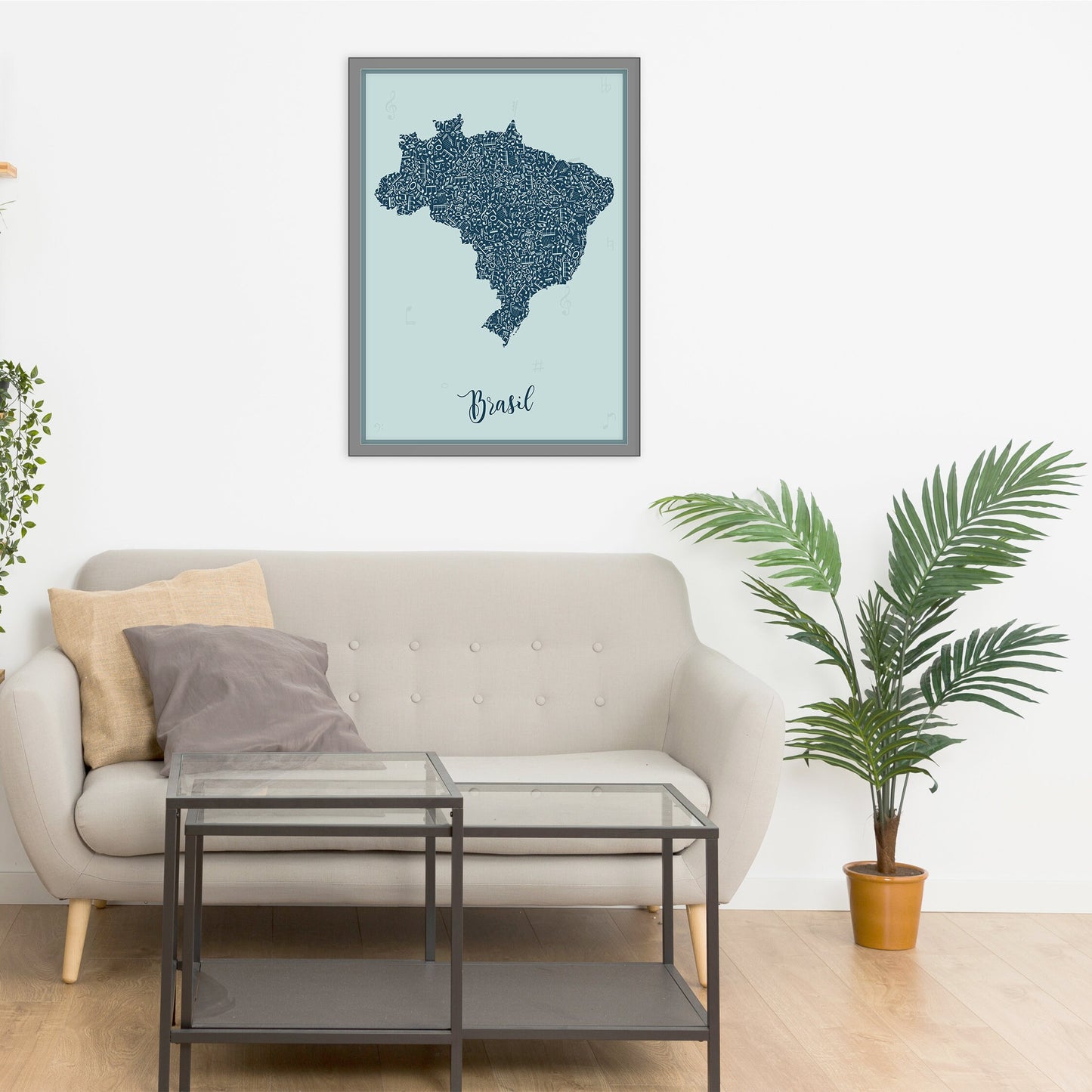 BRASIL map - Brasil Music Blue map - Travel poster - Home Decor - Wall decor - Office map - Brasil gift - GGmap - Brasil poster