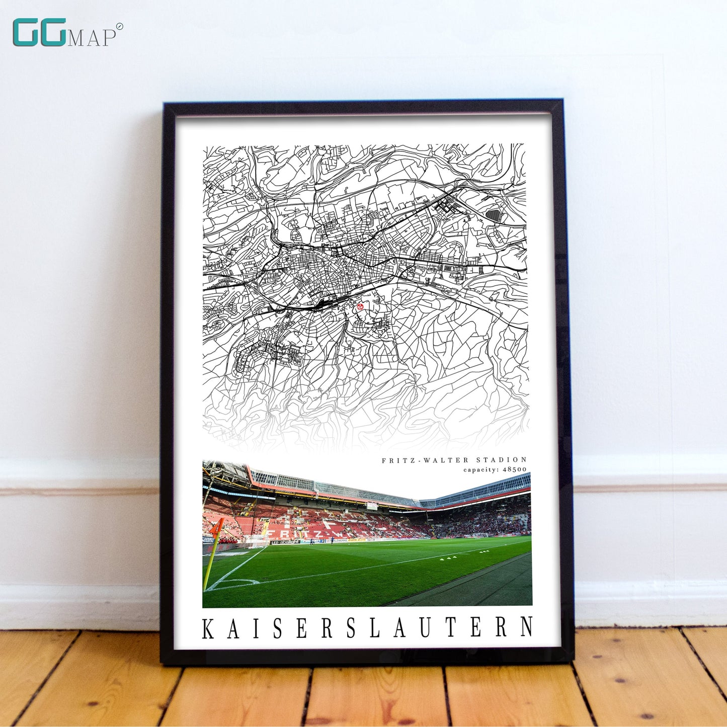 City map of KAISERSLAUTERN - Fritz-Walter-Stadion - Home Decor Fritz-Walter-Stadion - Wall decor - Print map -