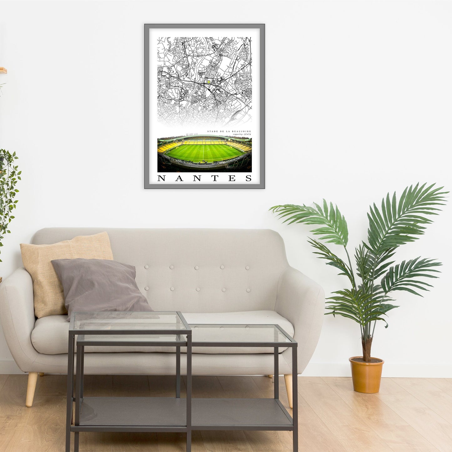 City map of NANTES - Stade de la Beaujoire - Home Decor Stade de la Beaujoire - Stade de la Beaujoire gift - Print map - Nantes stadion