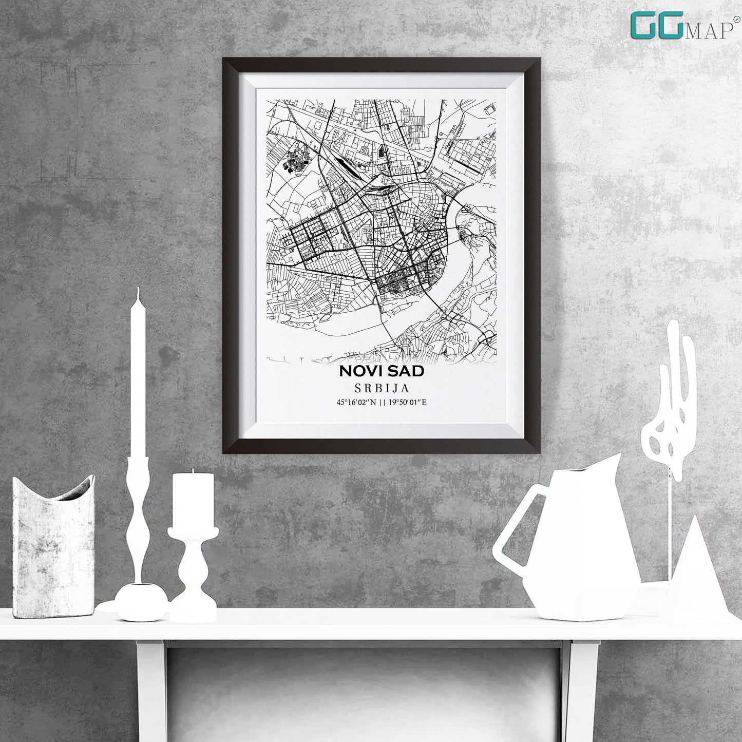 City map of NOVI SAD - Home Decor - Wall decor - Office map - Travel map - Print map - Poster city map - Novi Sad classic map - Serbia