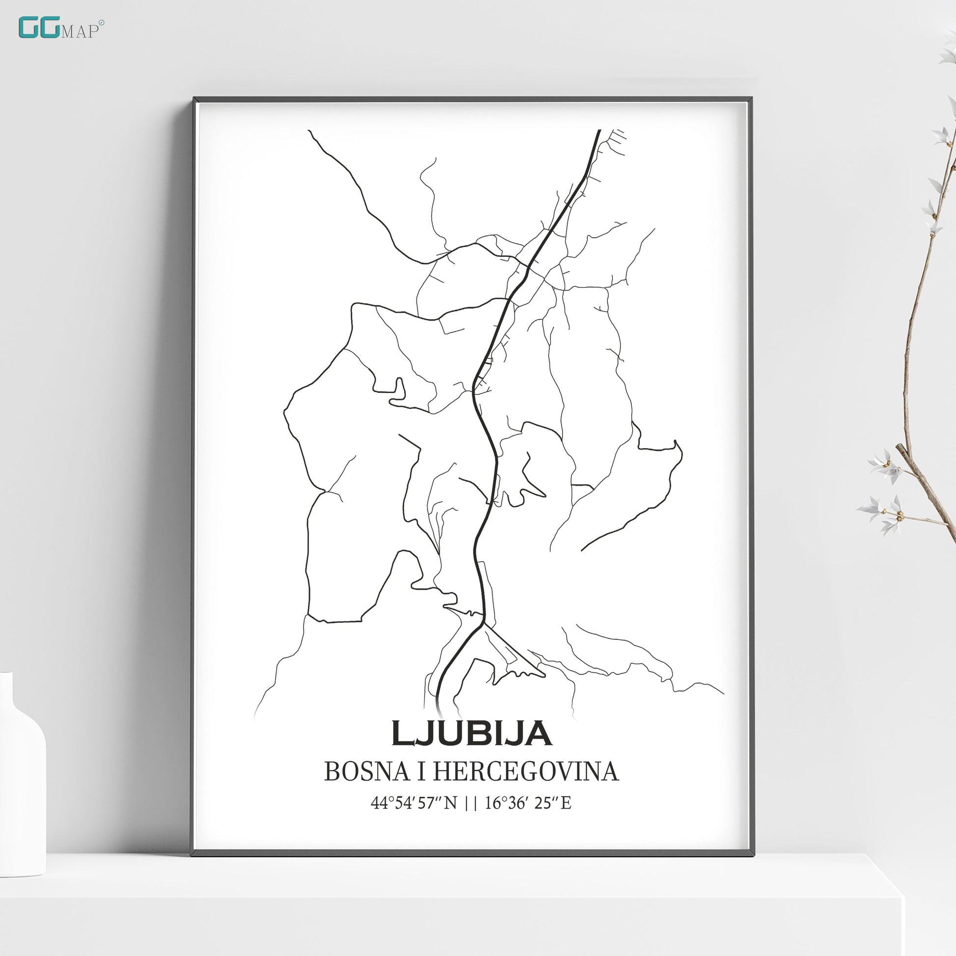 a black and white photo of a map of lubia