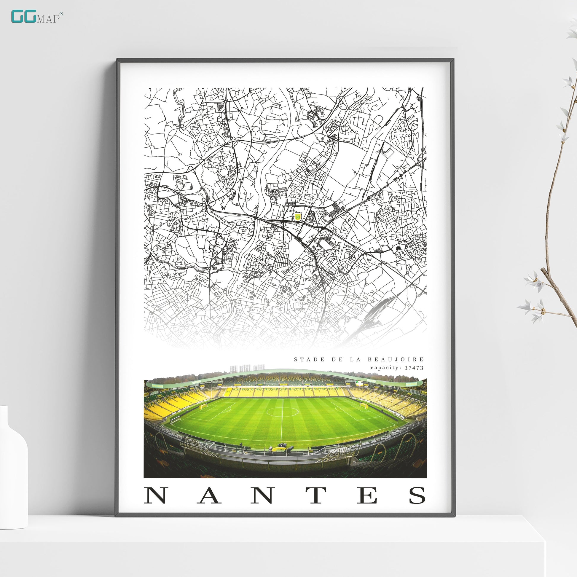 a poster of a football stadium with a map of the stadium