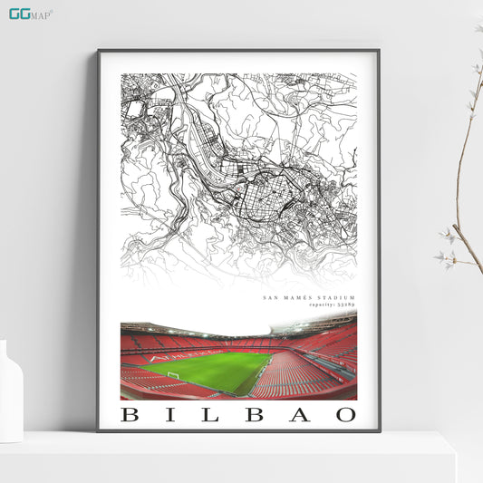 a poster of a stadium with a map of the stadium