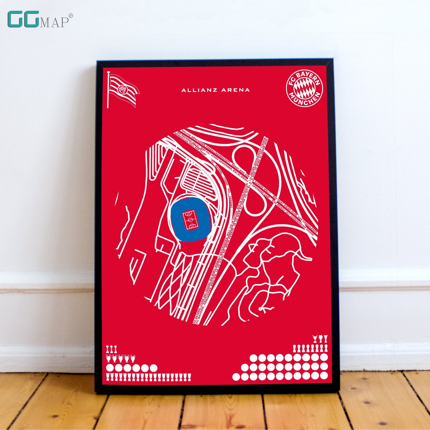 Map of ALLIANZ ARENA - City map of Mnchen - Allianz arena Stadium - Home Decor Allianz arena - Allianz arena poster - Fuballstadion Bayern