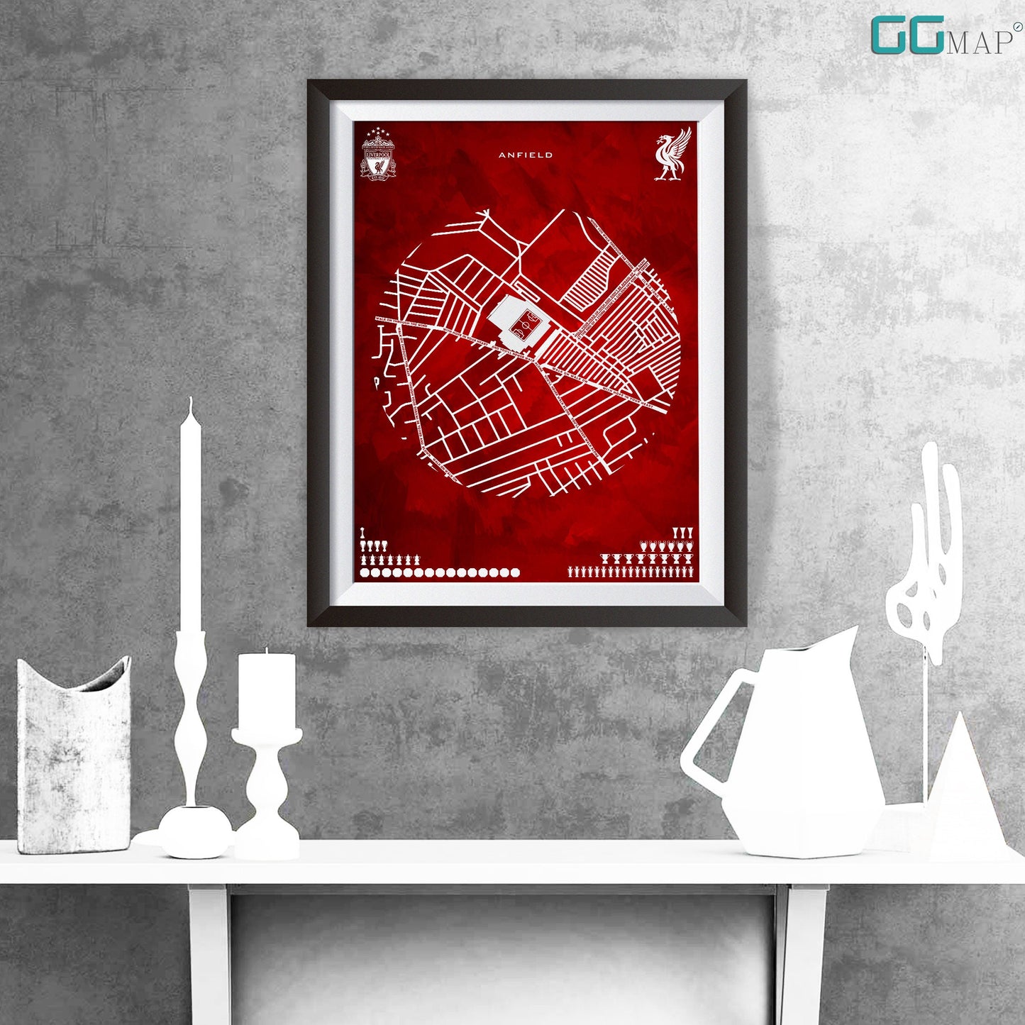 Map of ANFIELD - City map of LIVERPOOL - Anfield Stadium - Home Decor Anfield - Wall decor - Anfield gift - Print map -