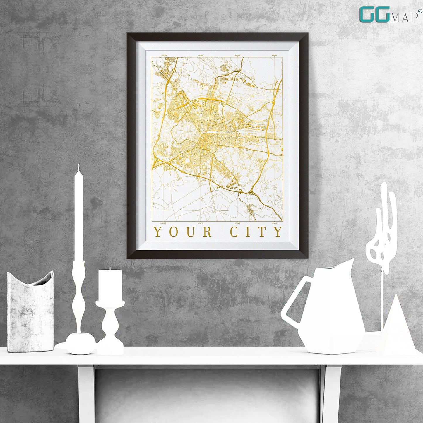 Open GOLD City Map DIGITAL DOWNLOAD - Open Gold City Map - Your city - Your contry - Your poster - Personalized -