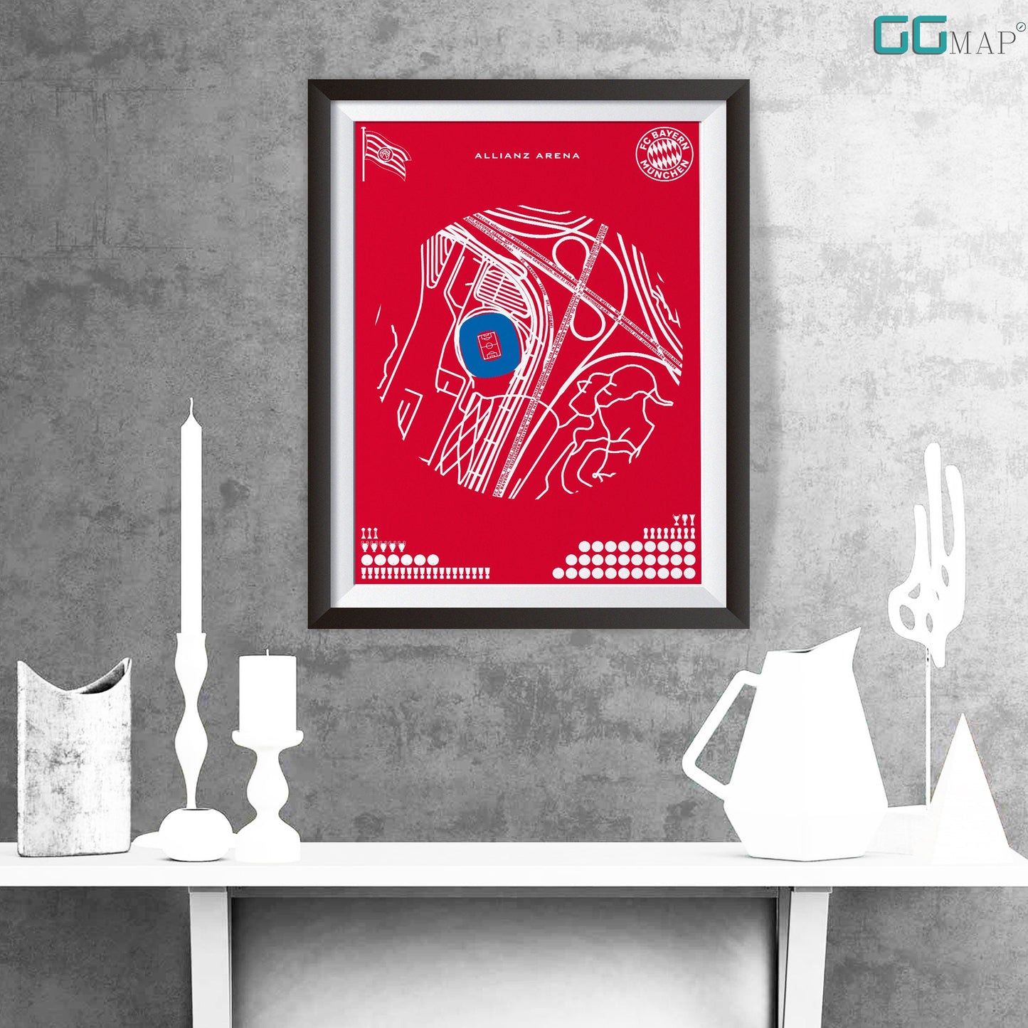 Map of ALLIANZ ARENA - City map of Mnchen - Allianz arena Stadium - Home Decor Allianz arena - Allianz arena poster - Fuballstadion Bayern