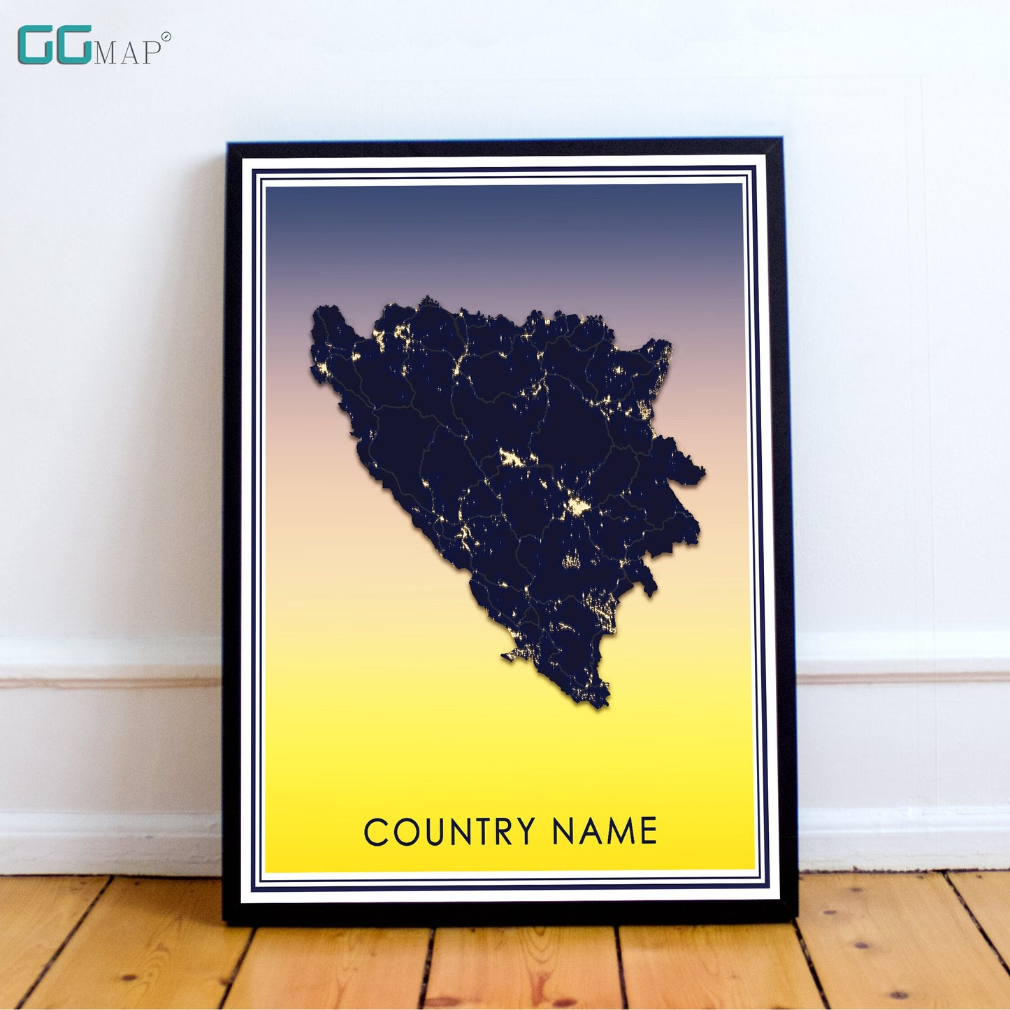 SUNSET Country Map DIGITAL DOWNLOAD - Sunset Country Map - Your contry - Your poster - Personalized -