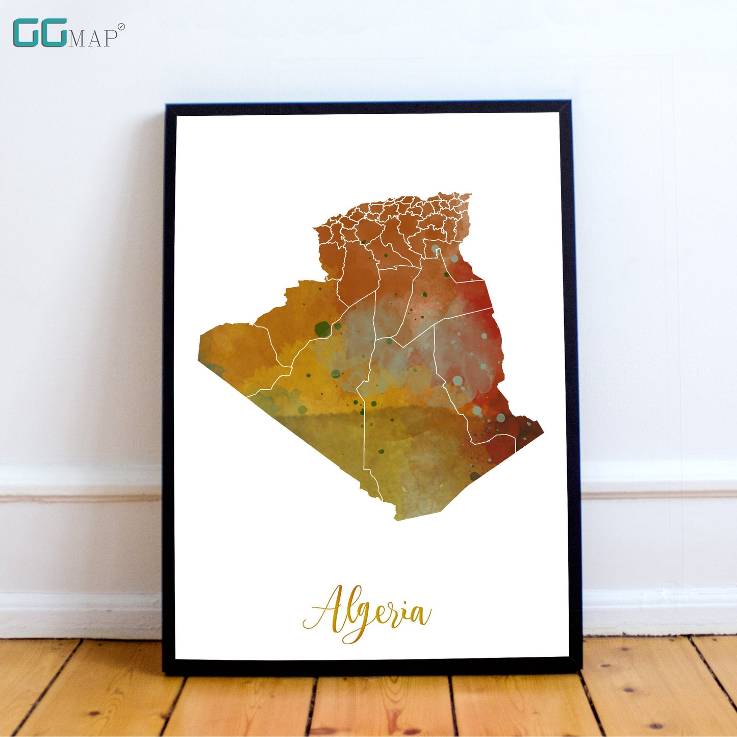 ALGERIA map - Algeria watercolor map - Travel poster - Home Decor - Wall decor - Office map - Algeria gift - GeoGIS studio