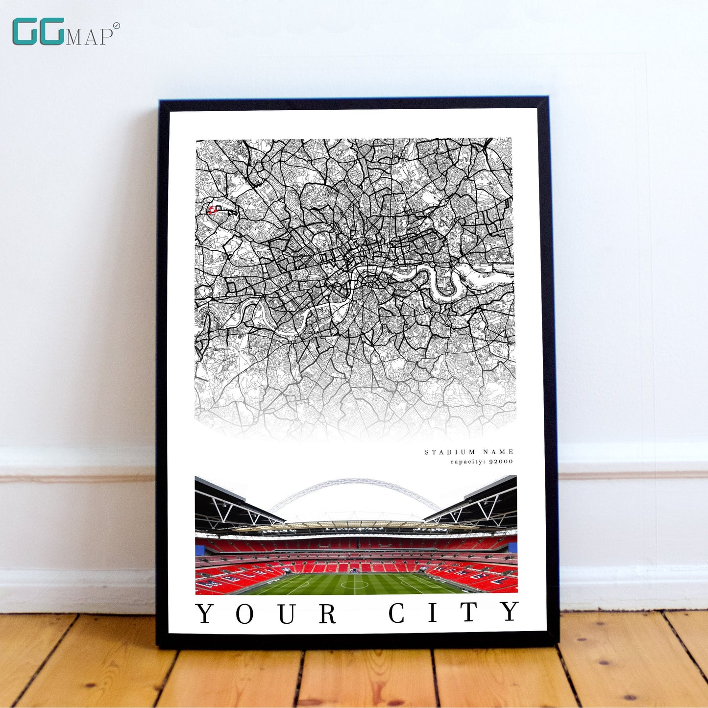 YOUR Football Stadium - City map of YOUR CITY - Home Decor - Wall decor - Your City gift - Print map - GeoGIS studio - Soccer stadium