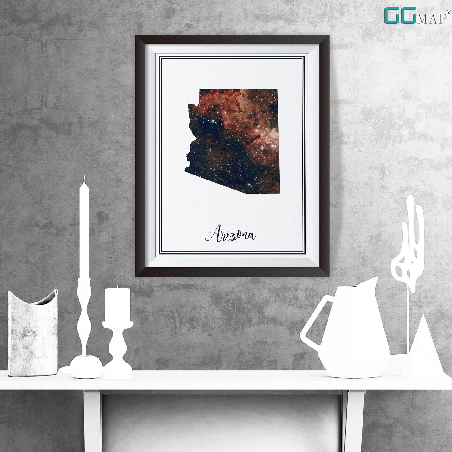 ARIZONA map - Arizona heart nebula map - Travel poster - Home Decor - Wall decor - Office map - Arizona gift - GeoGIS studio