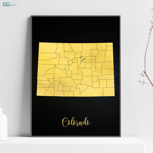 a black and yellow map of the state of colorado