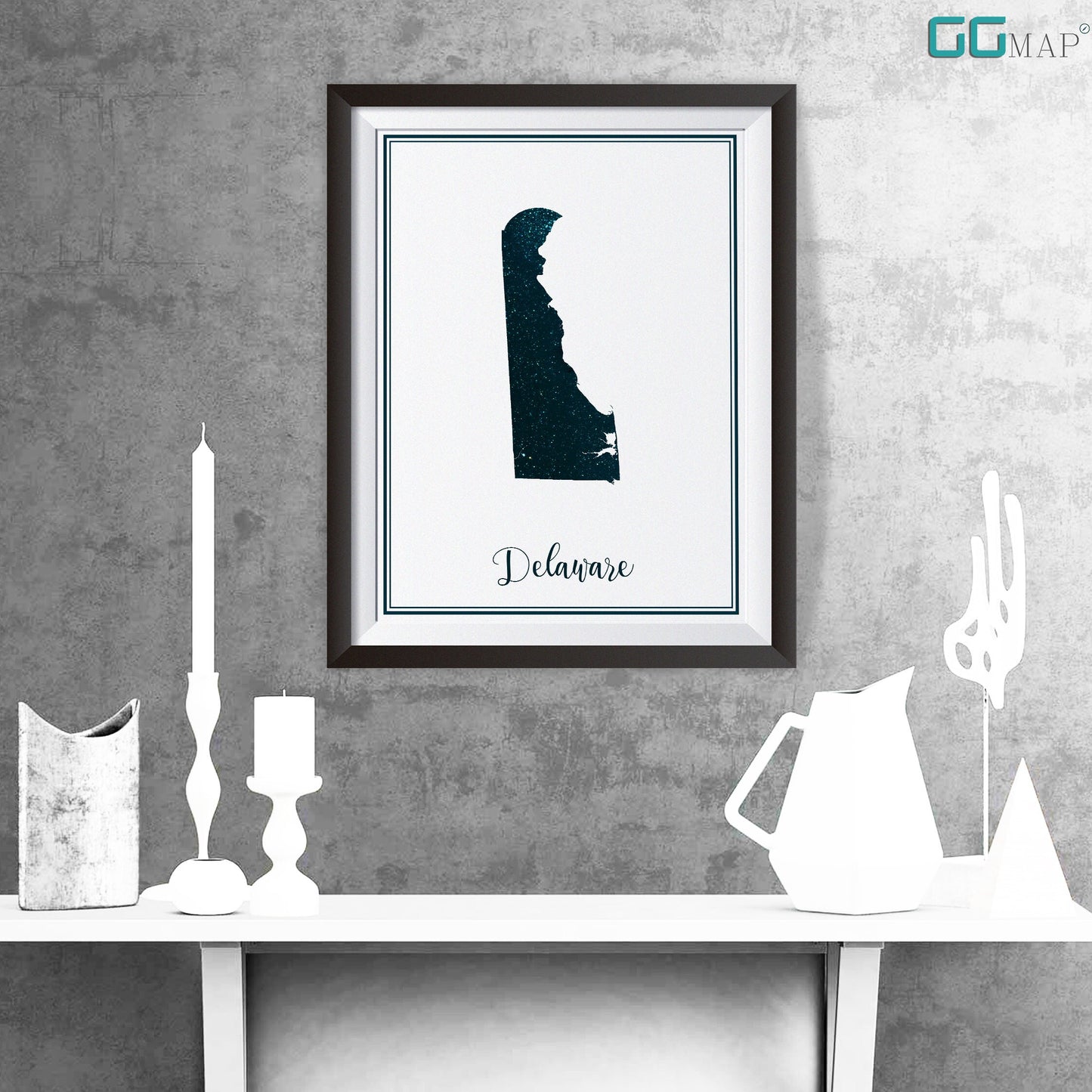 DELAWARE map - Delaware stars map - Delaware Travel poster - Home Decor - Wall decor - Office map - Delaware gift - GeoGIS studio