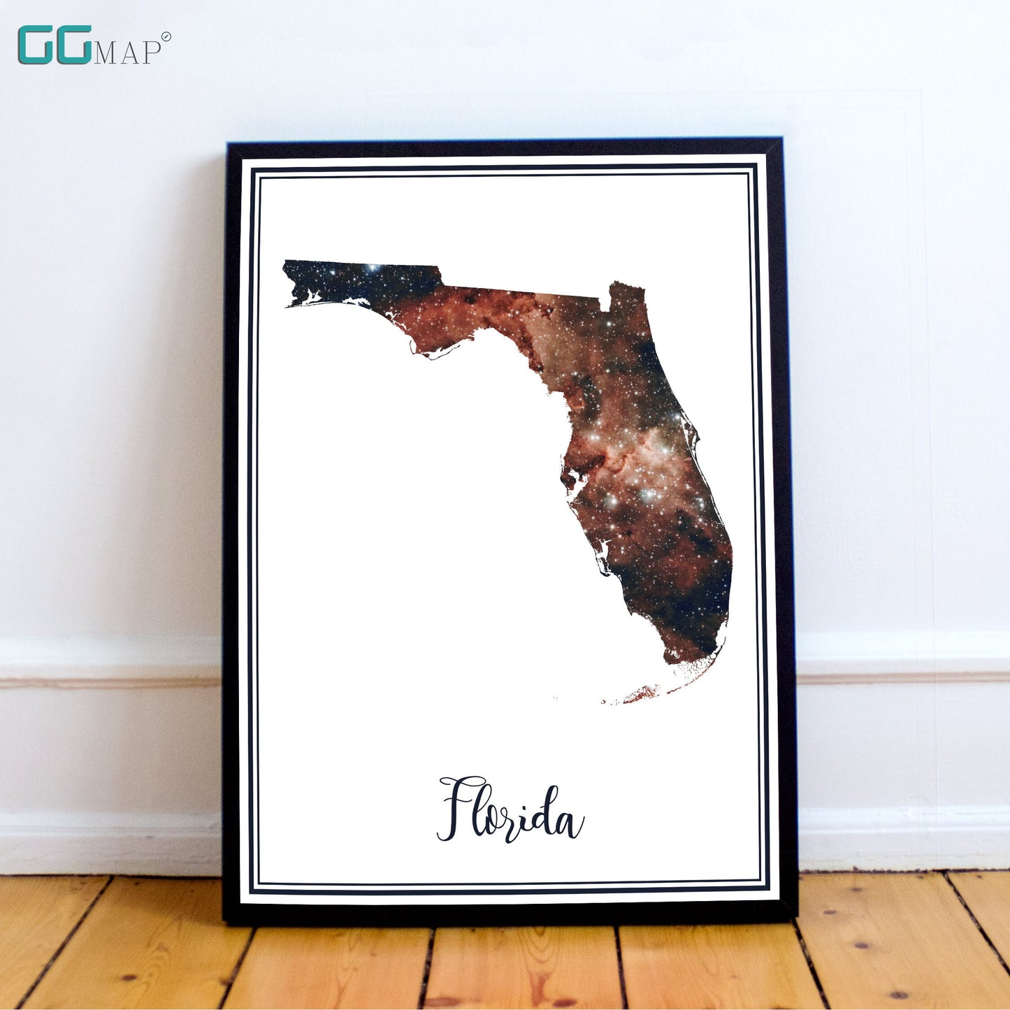 FLORIDA map - Florida heart nebula map - Travel poster - Home Decor - Wall decor - Office map - Florida gift - GeoGIS studio