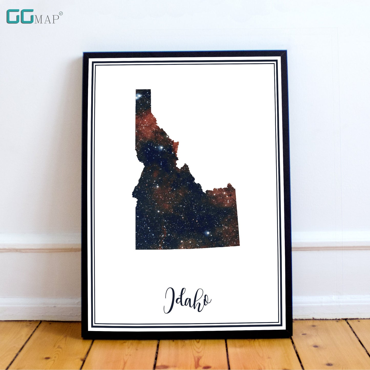 IDAHO map - Idaho heart nebula map - Travel poster - Home Decor - Wall decor - Office map -Idaho gift - GeoGIS studio