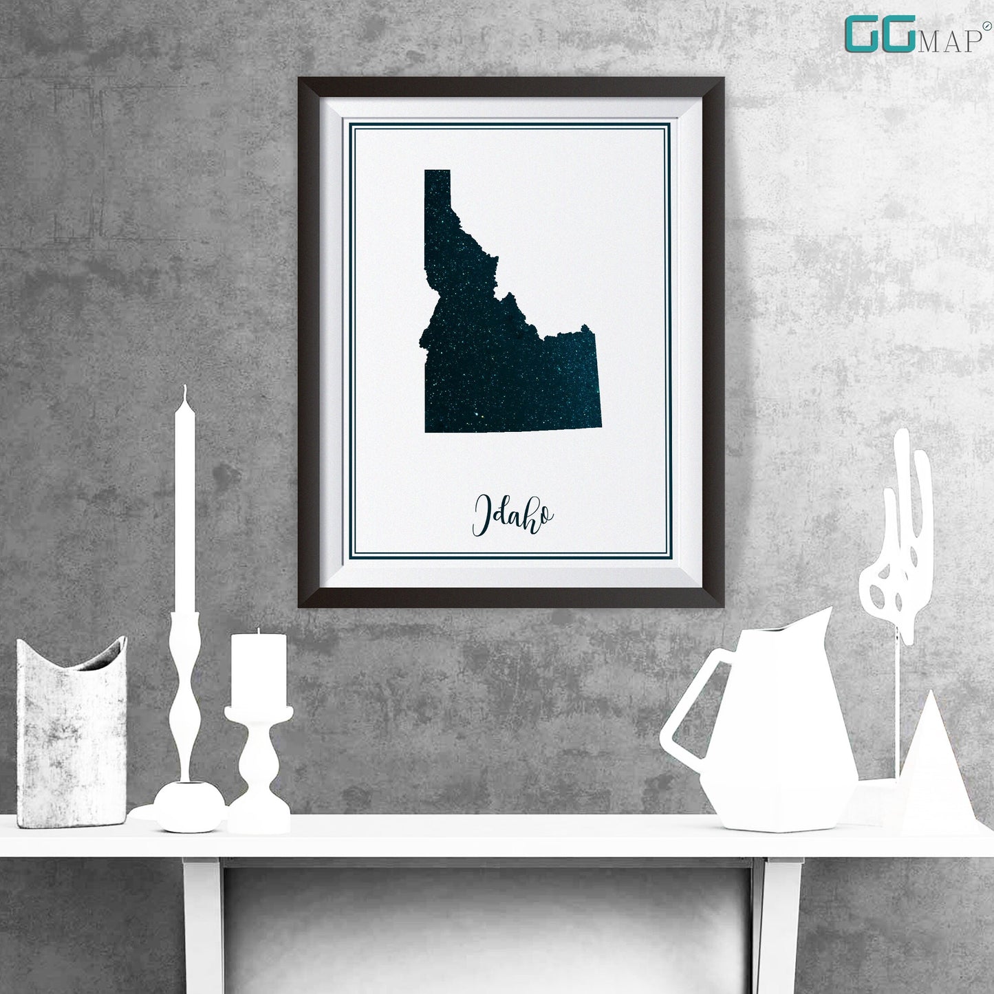 IDAHO map - Idaho stars map - Idaho Travel poster - Home Decor - Wall decor - Office map - Idaho gift - GeoGIS studio