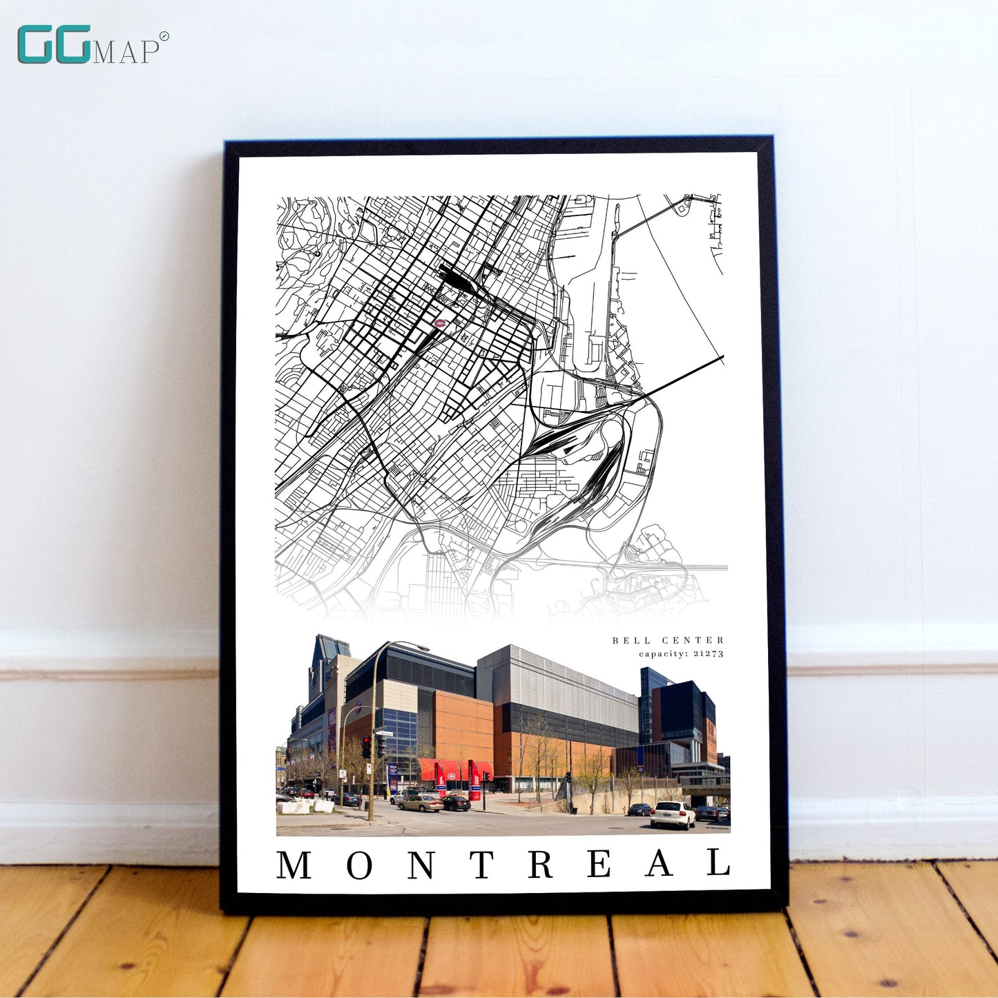 City map of MONTREAL - Bell Center - Home Decor Montreal - Bell Center wall decor - Montreal poster - Print map -