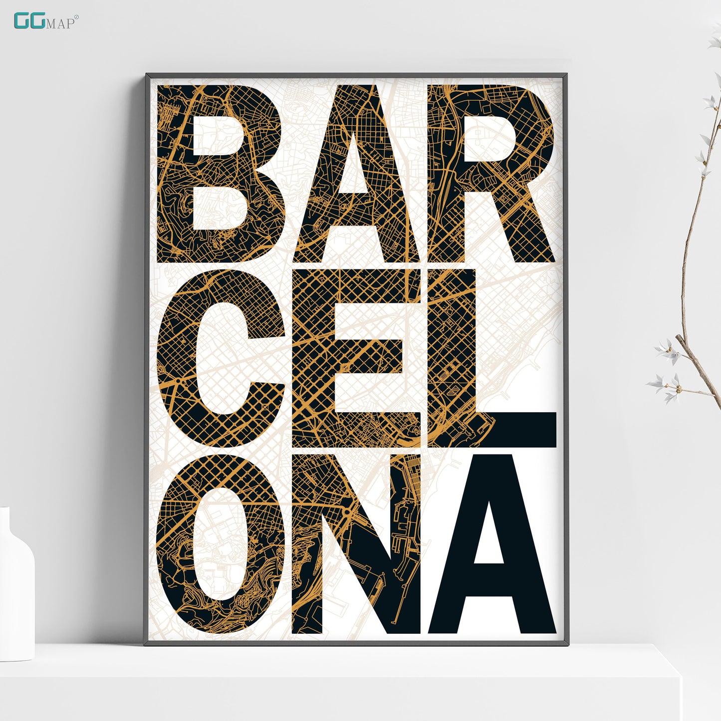 Word map of BARCELONA - Spain - Catalonia - Home Decor - Wall decor - Office map - Travel map - Print map - Poster city map - GGMap