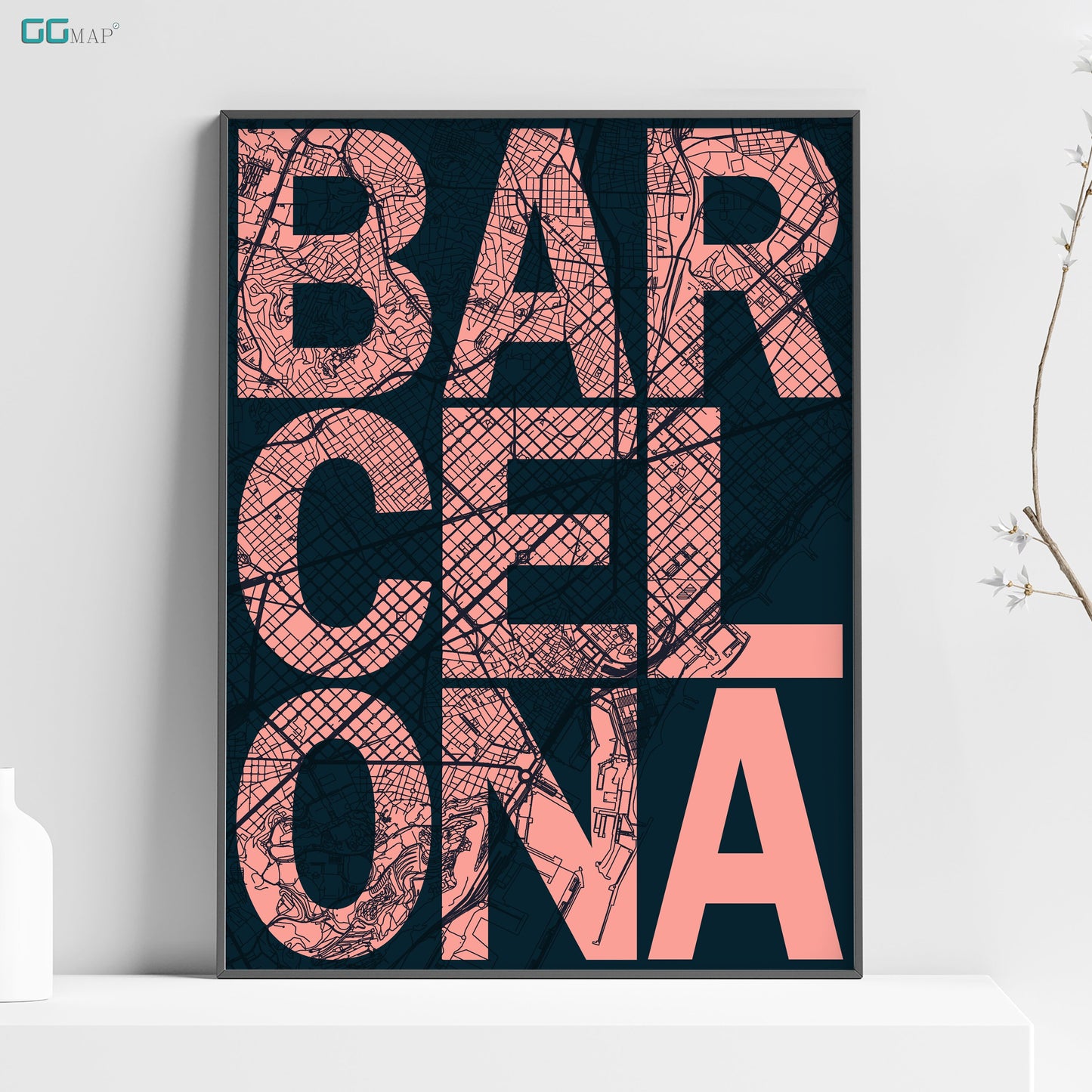 Word map of BARCELONA - Spain - Catalonia - Home Decor - Wall decor - Office map - Travel map - Print map - Poster city map - GGMap