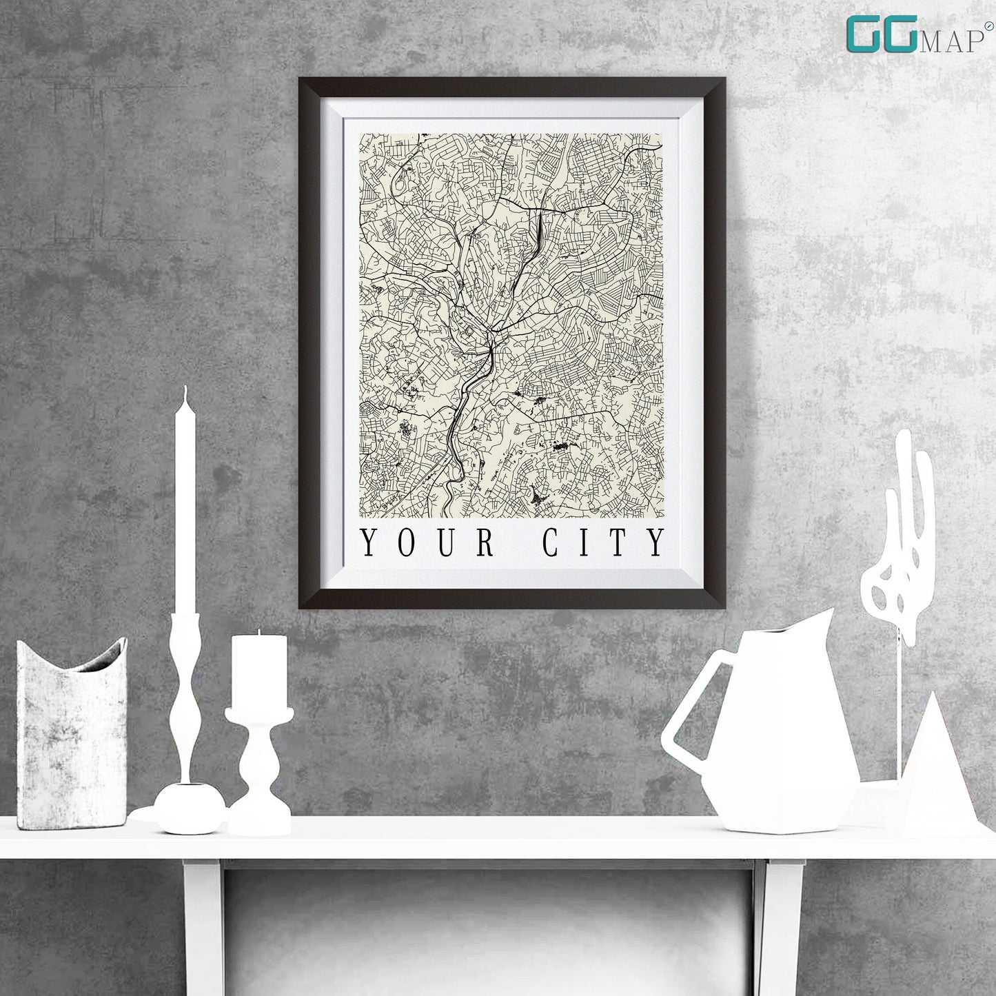 Open WHITE City Map DIGITAL DOWNLOAD - Open White City Map - Your city - Your contry - Your poster - Personalized -