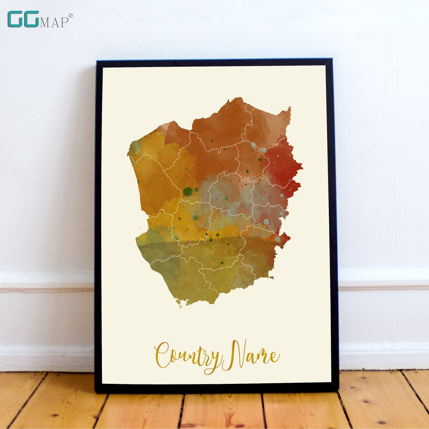 WATERCOLOR Country Map DIGITAL DOWNLOAD - Watercolor Country Map - Your contry - Your poster - Personalized -