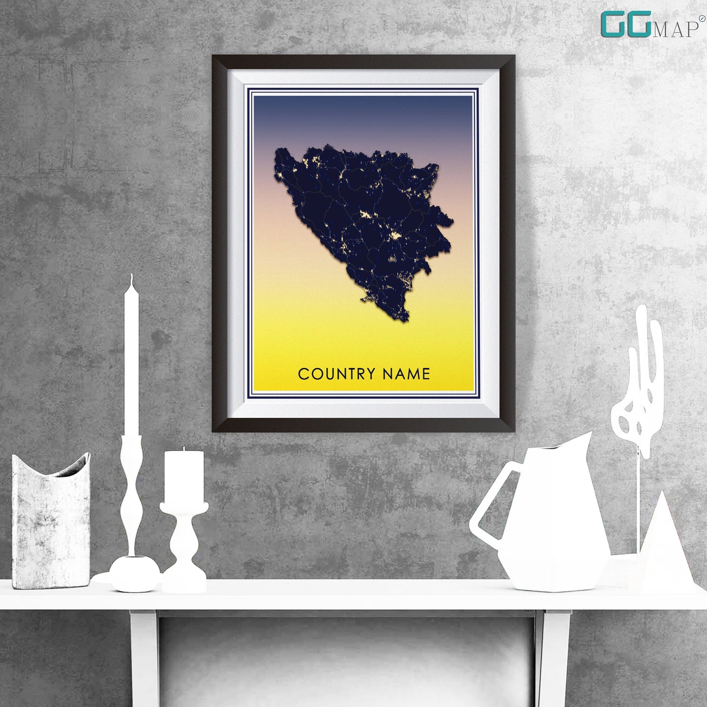 SUNSET Country Map DIGITAL DOWNLOAD - Sunset Country Map - Your contry - Your poster - Personalized -
