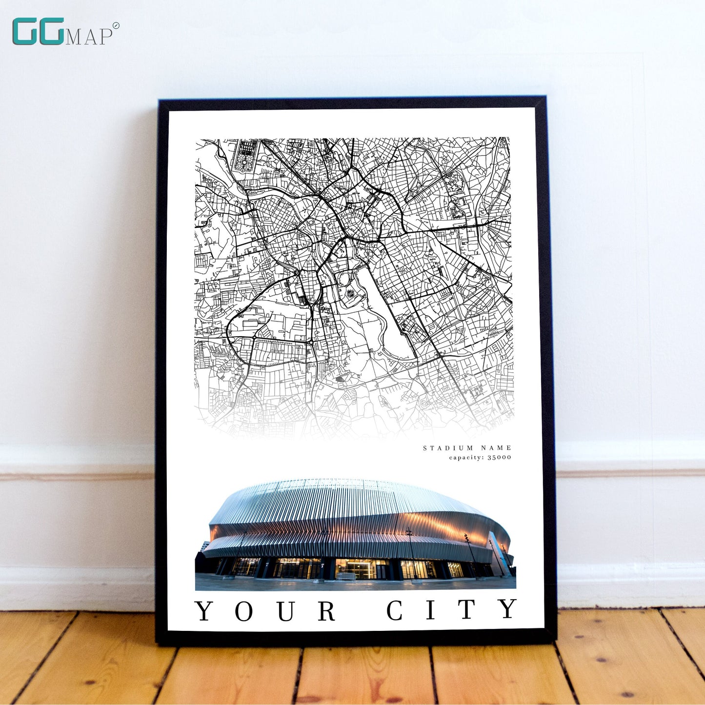 HOCKEY DIGITAL DOWNLOAD - Hockey Stadium City Map - Your club - Your Stadium - Your poster - Personalized -