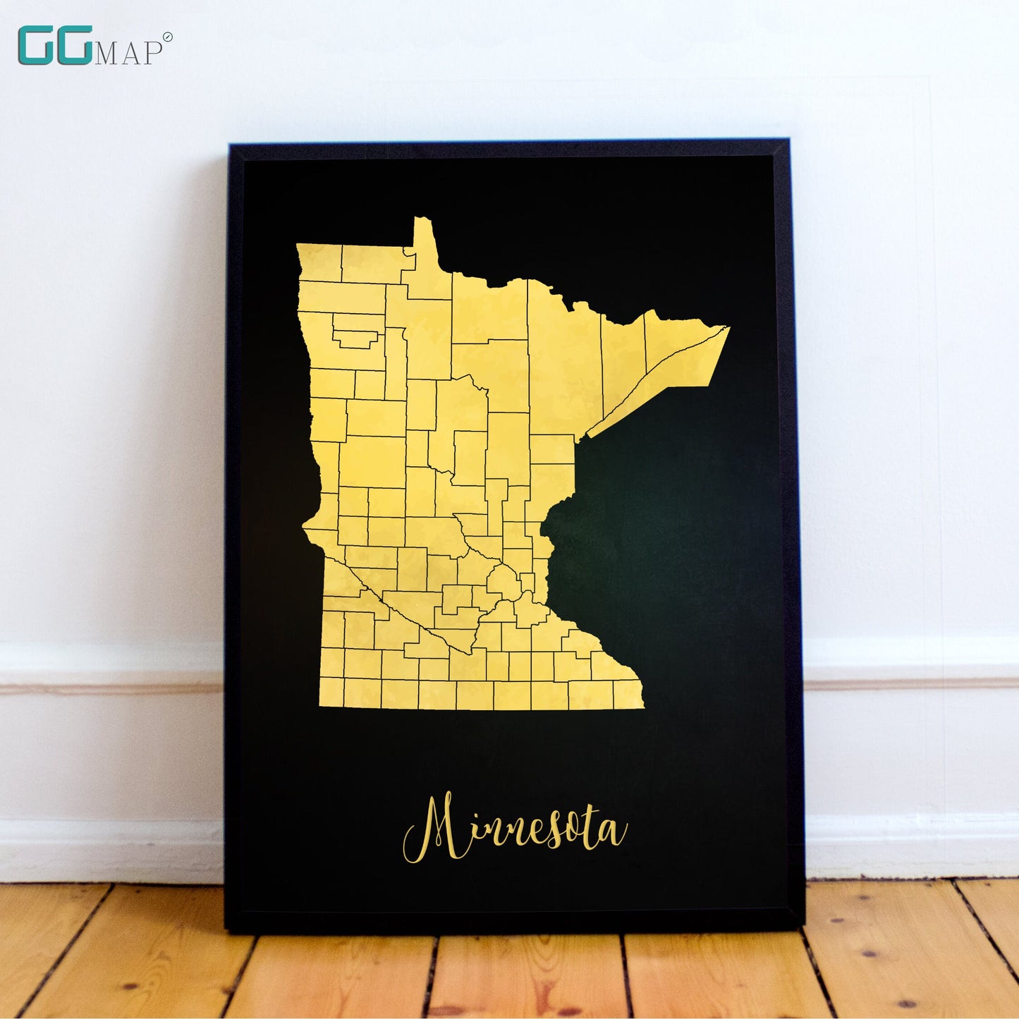 MINNESOTA map - Minnesota gold map - Travel poster - Home Decor - Wall decor - Office map - Minnesota gift - GGmap - Minnesota poster