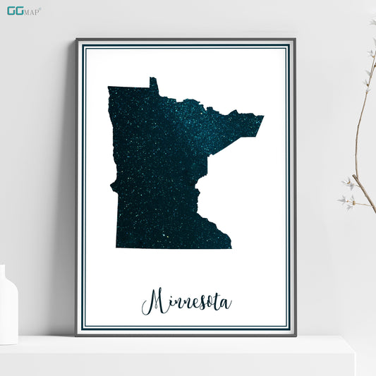 a poster of minnesota with the name and state