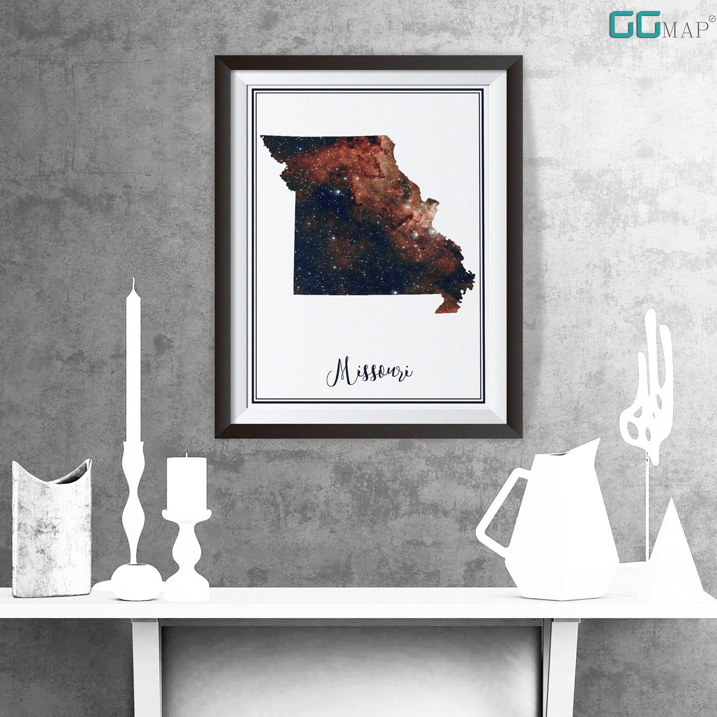 MISSOURI map - Missouri heart nebula map - Travel poster - Home Decor - Wall decor - Office map - Missouri gift - GeoGIS studio