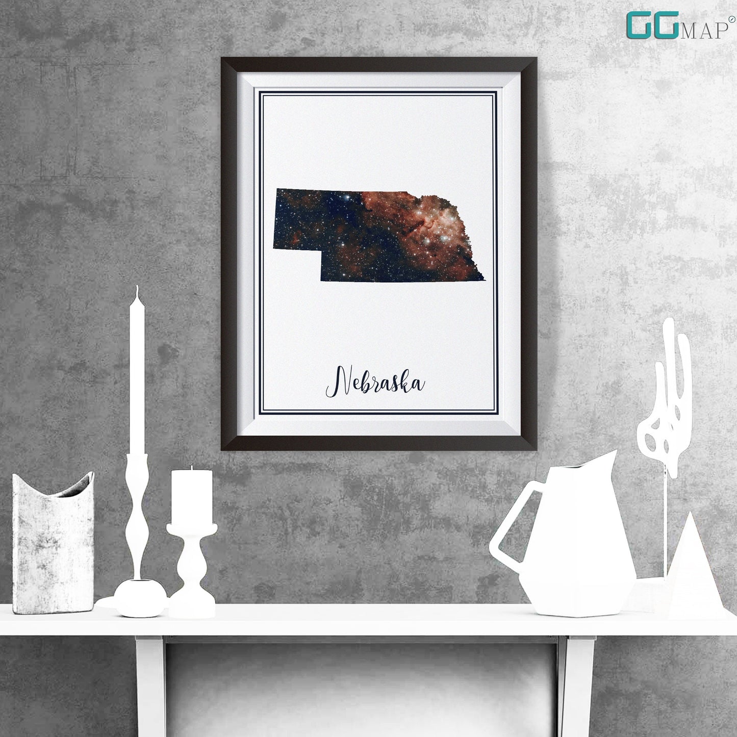 NEBRASKA map - Nebraska heart nebula map - Travel poster - Home Decor - Wall decor - Office map - Nebraska gift - GeoGIS studio