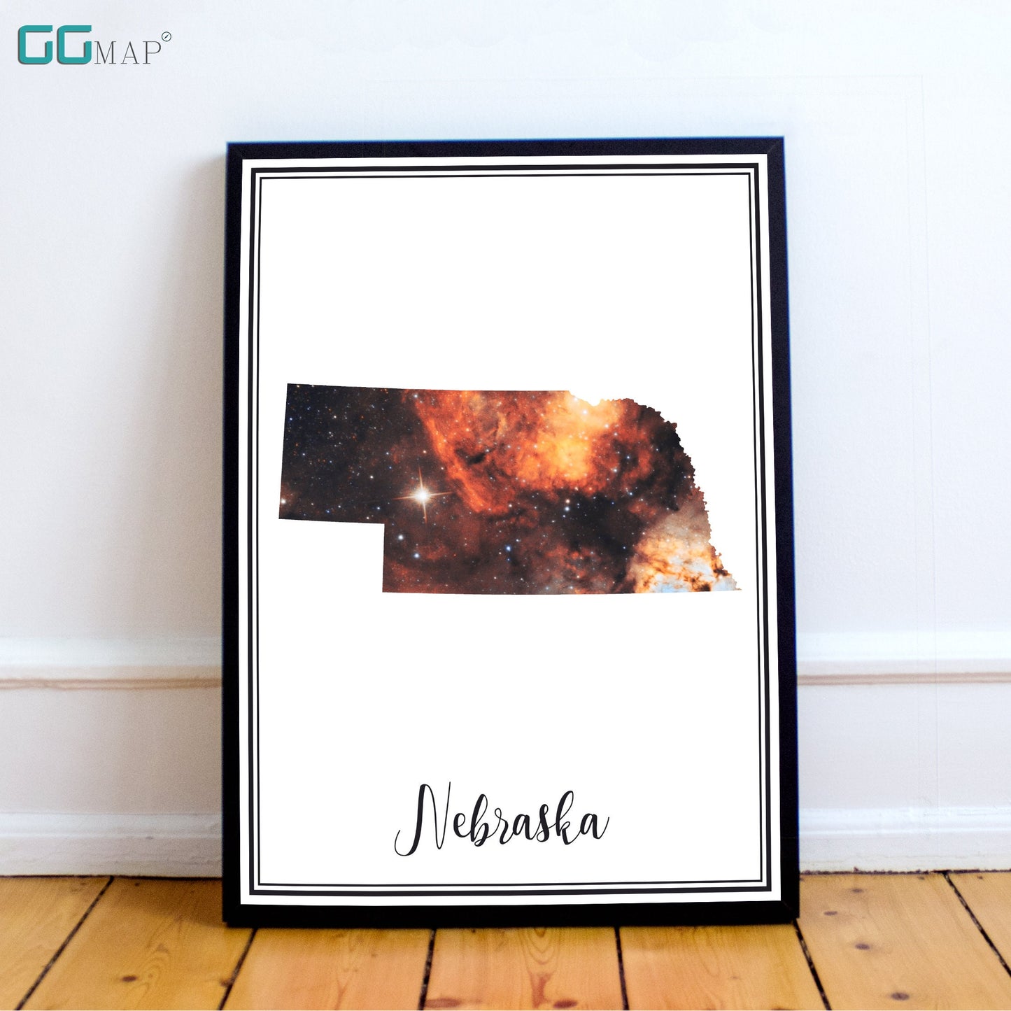 NEBRASKA map - Nebraska Omega nebula map - Travel poster - Wall decor - Office map - Nebraska gift - GeoGIS studio