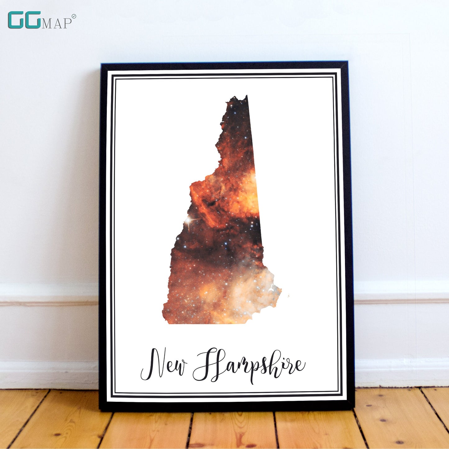 NEW HAMPSHIRE map - New Hampshire Omega nebula map - Travel poster - Wall decor - Office map - New Hampshire gift - GeoGIS studio