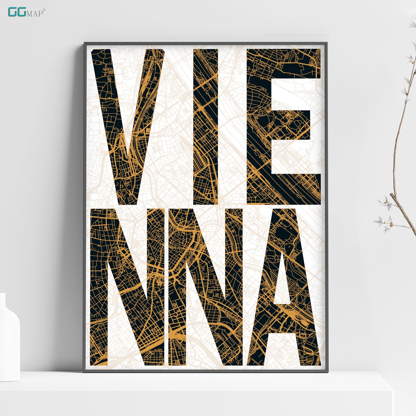 Word map of VIENNA - Austria - Home Decor - Wall decor - Office map - Travel map - Print map - Poster city map - GGMap