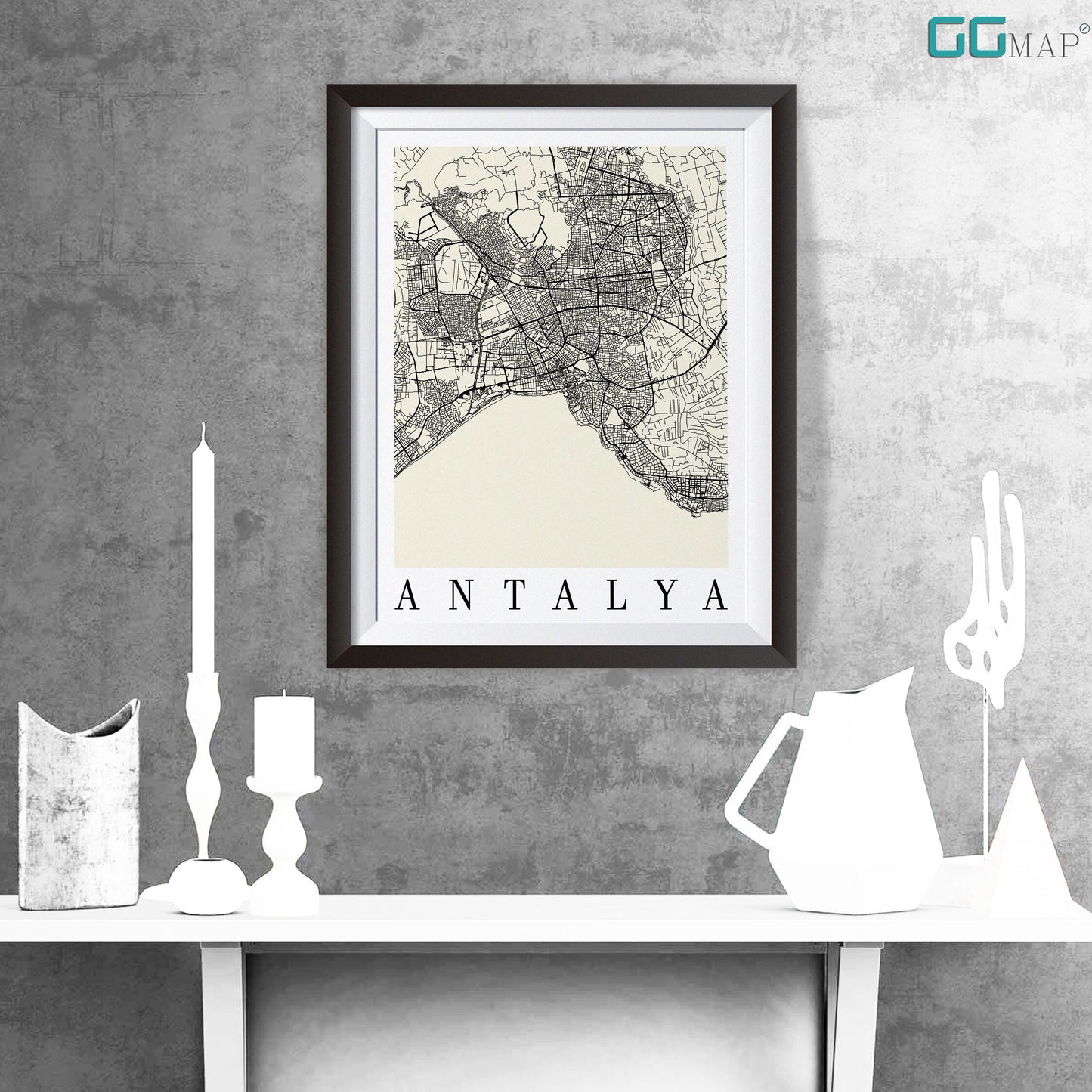 City map of ANTALYA - Home Decor - Wall decor - Office map - Travel map - Print map - Poster city map - Antalya map - Map art - Turkey