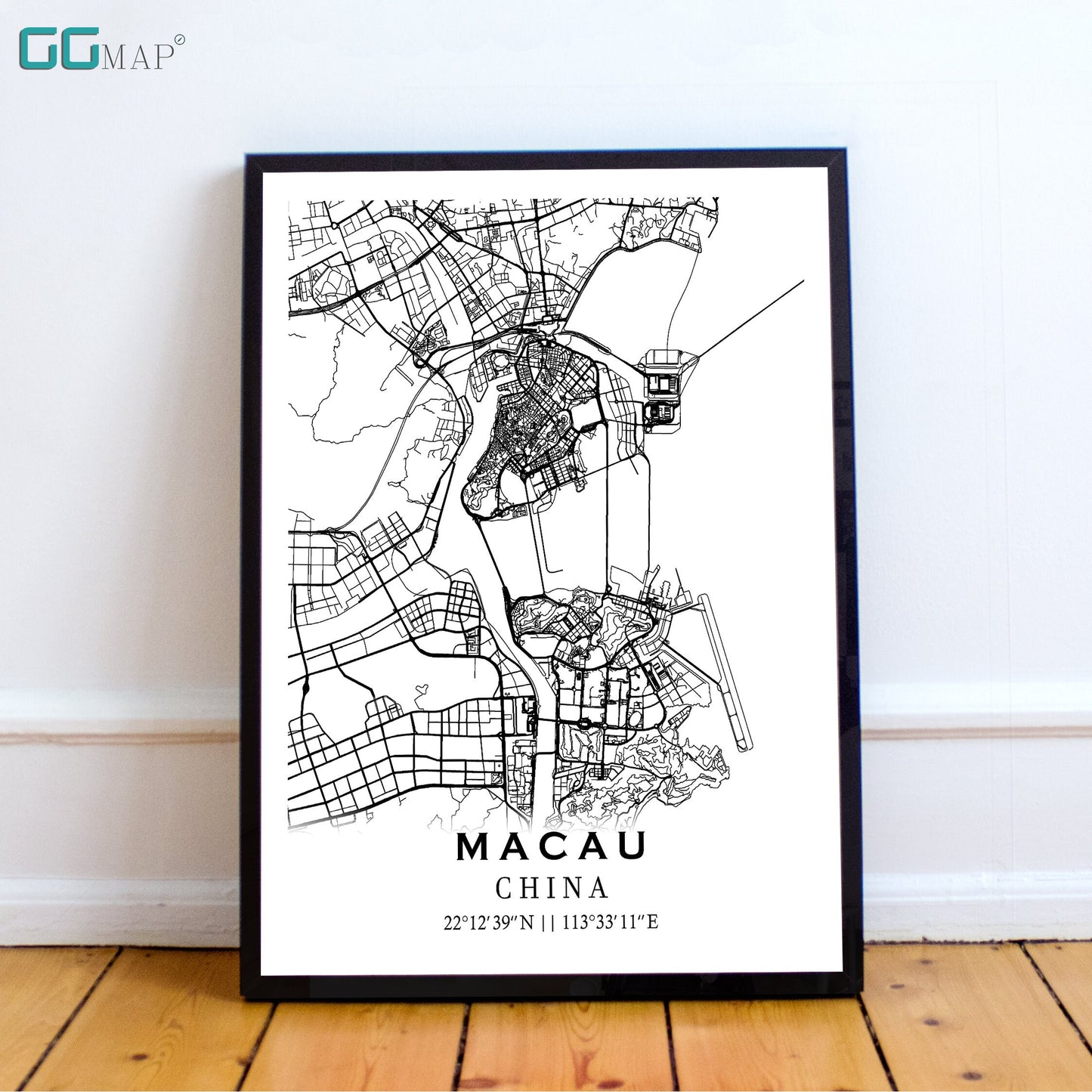 City map of MACAU - Home Decor - Wall decor - Office map - Travel map - Print map - Poster city map - Macau map - Map art - China -