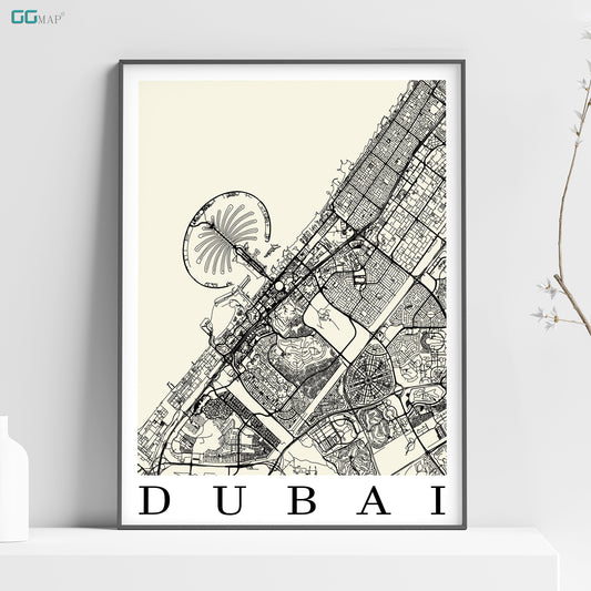 a map of the city of dubai in black and white